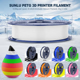 SUNLU 3D Printer Filament Bundle Multicolor PETG Filament 1.75mm, Individually Vacuum-Sealed, 2kg in Total, 0.25kg per Spool, 8 Pack, 8 Colors, Black+White+Red+Yellow+Pink+Blue+Orange+Green SUNLU