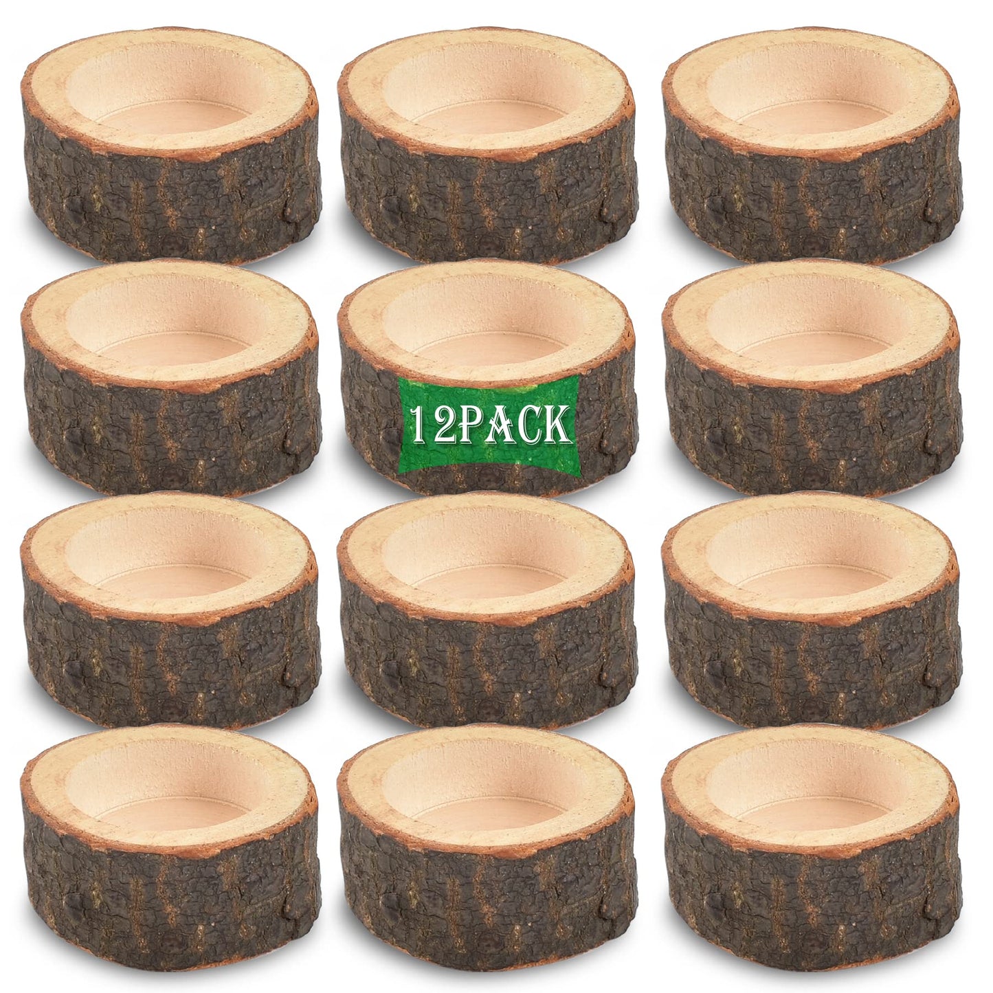 Hagao Tea Light Candle Holders, Personalized Wooden Votive Tealight Holder for Wedding Party Birthday Holiday Set of 12 (1") - WoodArtSupply