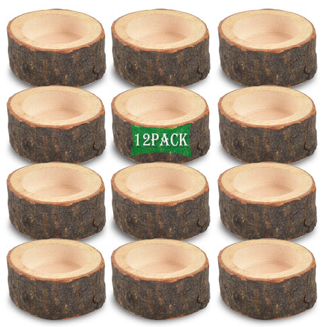 Hagao Tea Light Candle Holders, Personalized Wooden Votive Tealight Holder for Wedding Party Birthday Holiday Set of 12 (1") Hagao