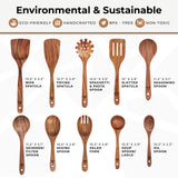 Wooden Spoons for Cooking, 10 Pcs Wooden Cooking Utensils Set – Wooden Utensil Set for Nonstick Pans & Cookware – Teak Wood - Sturdy, Lightweight & Heat Resistant WOODENHOUSE LIFELONG QUALITY