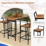 Tangkula 5-Piece Rustic Acacia Wood Bar Height Patio Set for Outdoor Dining Tangkula