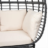 Alpine Corporation MHQ130 Indoor/Outdoor Double Seat Egg Chair w/Cushions, Versatile Patio & Sun Room Seating, 57" H, Black Alpine Corporation