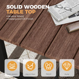 HAPPATIO 9 Piece Patio Dining Set Outdoor, 8 Wicker Chairs with Aluminum Frame and Olefin Cushions, Large Wooden Dining Table with Umbrella Hole,Patio Table and Chairs for Backyard Garden Porch HAPPATIO