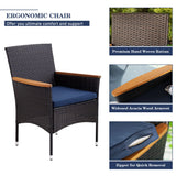 MFSTUDIO 6-Piece Outdoor Patio Dining Set with Acacia Wood Table and Bench,Outdoor Rattan Wicker Chairs Furniture Set with Removable Cushions for Balcony,Garden,Lawn MFSTUDIO