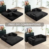 YINIX Foldable Sofa Bed, 81'' Folding Floor Couch, Compressed Convertable Sleeper Sofa, Memory Foam Couch with Pillow Back Support Armrest, 4-in-1 Futon Sofa Bed for Living Room, Black YINIX