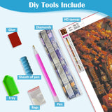 Fall Pumpkin House Leaf Diamond Painting Kits for Adults, 5D Diamond Art Kits for Adults Beginners, DIY Full Round Drill Diamond Dot Painting Gem Art Kits for Adult, Home Wall Decor 13.8x13.8 Inch LKHMVCA