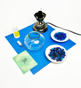 KRAFTSTORIES Turkish Mosaic Lamp Kit DIY Glass Decorative Table Bedside Night Light Tabletop for Living Room Bedroom | Make Your Own Lamp | Antique Bronze Base (Blue) KRAFTSTORIES