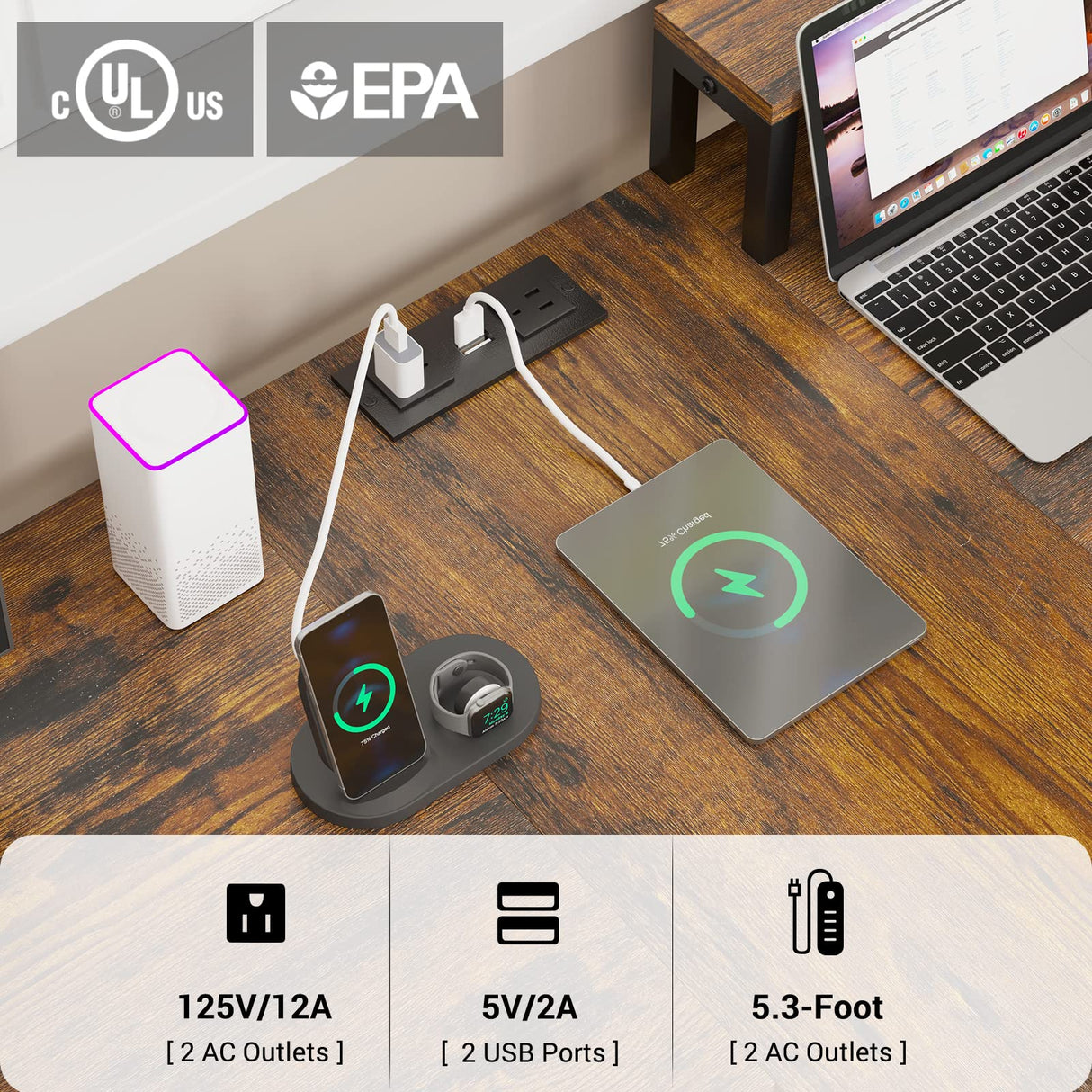 SEDETA 94.5" Office Computer Desk, 2 Person Gaming Desk with Storage, LED Lights, Keyboard Tray, Power Strip with USB & Monitor Stand, Long Two Person Desk for Home Office, Black SEDETA