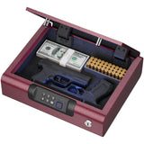 Gun Safe,Biometric Gun Safe for Pistols 3-Ways unlock Fingerprint Digital PIN Key Unlock with Sound, Lock box for Cloakroom living room Bedroom Nightstand and Car BILLCONCH - Burgundy Red BILLCONCH