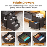 SEDETA L Shaped Desk with 6 Drawer, 108" Home Office Desk with File Drawer & Power Outlet, Corner Computer Desk with Monitor Shelf, File Cabinet, Two Person Desk, Gaming Desk with Led Lights, Black SEDETA