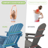 Oversized Wooden Folding Adirondack Chair with Ottoman, Pre-Assembled Backrest and Seat Board, Lounge Chair for Outdoor Patio Garden Lawn Backyard Firepit Deck Pool Beach Wood-Natrl