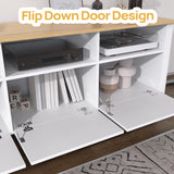 DIYART White TV Stand, Entertainment Center for TVs Up to 65", Modern Media Console with 3 Cabinets for Living Room DIYART