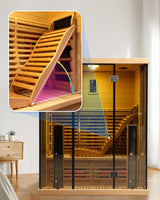 Smartmak Adjustable Canadian Red Cedar Sauna Lounge Chair with Ergonomic Backrest Smartmak