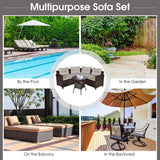 Tangkula 4-Piece Patio Furniture Set, C-Shape Outdoor Wicker Sectional Sofa Set, w/Cushions & Glass Coffee Table, Modern Deck Rattan Furniture for Garden Poolside Balcony (Beige) Tangkula