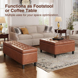 FiveWillowise Storage Bench, 51-Inch Large Storage Ottoman, 30 Gallons, Modern Faux Leather Ottoman with Storage, Rectangle Storage Ottoman Bench for Bedroom, Living Room, Entryway, Hallway, Brown FiveWillowise