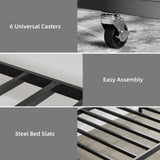 IDEALHOUSE Twin Daybed with Trundle, Metal Trundle Bed, Sofa Bed Frame, Heavy Duty Metal Slats, for Living Room, Bedroom, Guest Room, Space Saving, Black IDEALHOUSE