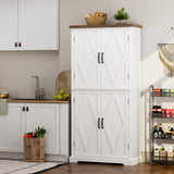 HOSTACK 64" Modern Farmhouse Pantry Cabinet with Adjustable Shelves and 4 Doors HOSTACK