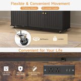 60" Kitchen Island with Power Outlet & Drop Leaf, Kitchen Rolling Island with Spice Rack & Towel Rack, Knife Holder, Kitchen Island Cart with Trash Storage Cabinet, Mobile Island Table for Kitchen ONBRILL