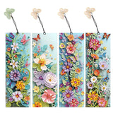 RUIFUU 4 Pcs 5D Flowers and Butterfly Diamond Art Bookmarks,DIY Diamond Painting Book Marks with Rhinestone Tassel for Graduation Birthday Reader Gifts RUIFUU
