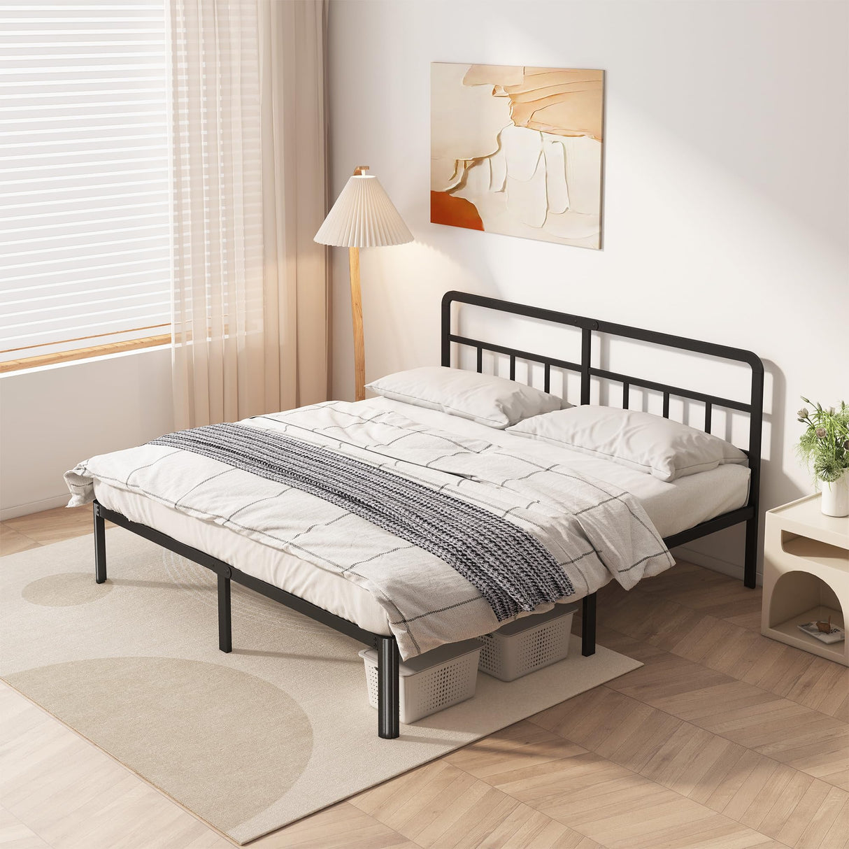 Yicensen 14 Inch King Bed Frame with Headboard, Heavy Duty Metal King Size Platform Bed Frame with Rounded Corner Legs, No Box Spring Needed, Noise Free, Easy Assembly, Black Yicensen