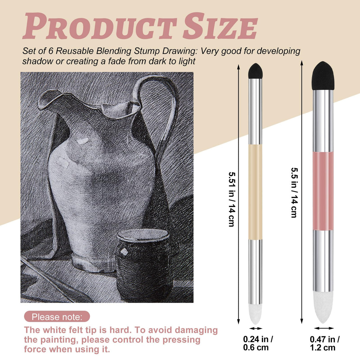 Kosiz 6 Pcs Artist Blending Sponge Pen 2 Sizes Double Headed Washable Blending Stump Pencil Sketch Pastel Rubbing Sponge Brush Stick Art Foam Drawing Tool for Artist Beginners Supplies (Morandi) Kosiz