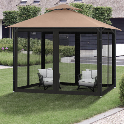 Gazebo Universal Replacement Mosquito Netting, 10' x 10' Outdoor Canopy Net Screen 4-Panel Sidewall Gazebo Curtains, with Zippers, Easy to Install, Fit for Most Gazebo 10x10 Canopy，Patio （Black）