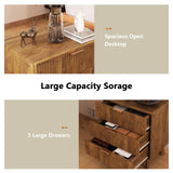 Mid-Century 3 Drawers Bedside Table Cabinet, Modern Nightstand with 3 Drawer and Solid Wood Legs, Contemporary 3-Drawer Nightstand, Mid Century Nightstand with 3 Storage Drawer for Bedroom (Walnut) affeivul