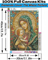 5D Diamond Art Kits for Adults Beginners,Holy Mother and Son DIY Full Round Drill Diamond Painting Kits, Paint by Diamonds Dots Gem Art Easy,Home Wall Decor 12X16 Inch Acelii
