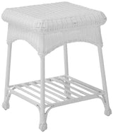 Jeco 3 Piece Wicker Chair and End Table Set without Cushion, White Jeco