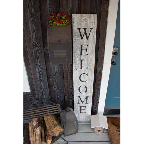 BarnwoodUSA | Farmhouse Rustic Welcome Sign for Front Porch | 5ft Front Door Décor | Vertical Barnwood Welcome Sign | Antique Outdoor Standing Sign | Sturdy | White Wash BarnwoodUSA