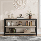 IDEALHOUSE 55 Inch Entryway Table, Narrow Long Console Table with Storage, 3 Tier Wood Sofa Table for Living Room, Industrial Behind Couch Table, Hallway Table for Foyer, Entryway Furniture-Grey IDEALHOUSE