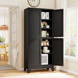 GAIOUS 75.2" Tall Metal Pantry Cabinet, Storage Cabinets with 4 Door and 4 Adjustable Shelves, Black Kitchen Pantry Storage Cabinet, Freestanding Cupboard for Kitchen Dining Room Living Room Bathroom GAIOUS