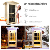 Outdoor Sauna 1 Person, Far Infrared Home Sauna Room,1300W Low EMF Dry Sauna for Home, Spruce Wood Sauna Spa with Bluetooth Speaker,for Unwell Men,Women,Elderly InfraHHZQ