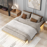 Queen Size Floating Platform Bed with LED Lights and Solid Wood Slats Support by anwickjeff anwickjeff