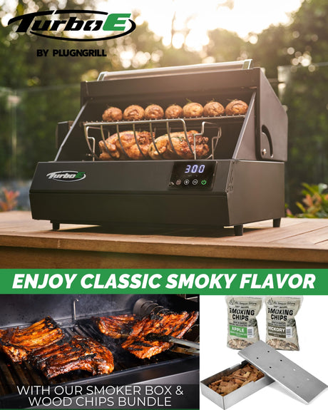 Turbo E Outdoor Electric Grill by PLUGNGRILL - High-Power 1700W Infrared Grill Technology - 24-Inch Smart BBQ Grill with Probe & Digital Display for Precise Cooking & Searing PLUGNGRILL