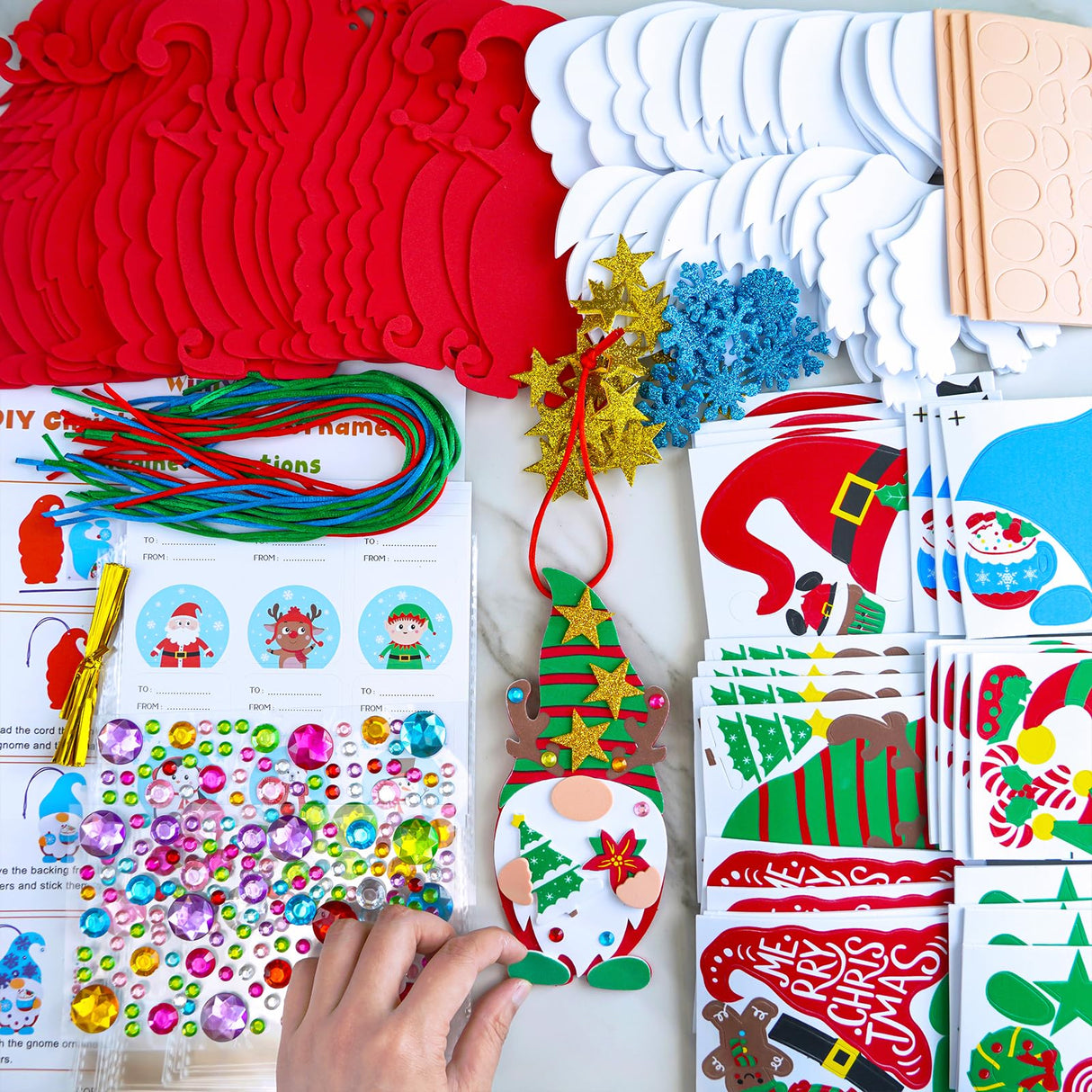 Winlyn 24 Sets Christmas Craft Kits - Winter Crafts DIY Gnome Ornaments & Decorations Art Sets with Foam Stickers for Kids Holiday Seasonal Home & Classroom Activities Party Favors Winlyn