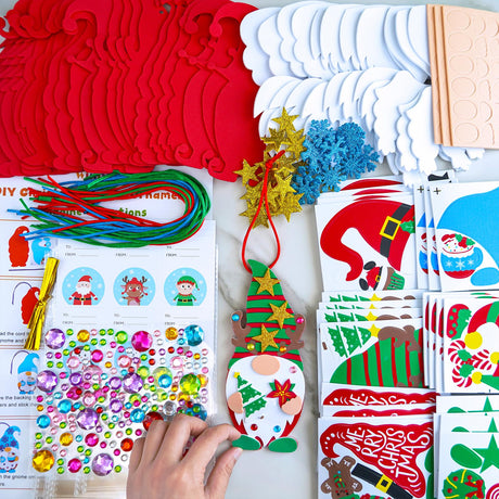 Winlyn 24 Sets Christmas Craft Kits - Winter Crafts DIY Gnome Ornaments & Decorations Art Sets with Foam Stickers for Kids Holiday Seasonal Home & Classroom Activities Party Favors Winlyn