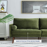Vonanda Velvet Sofa Couch, Mid Century Modern Craftsmanship 73 inch 3-Seater Sofa with Comfy Tufted Back Cushions and 2 Bolster Pillows for Compact Living Room, Elegant Mustard Green Vonanda