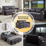 Dreamzie 3 in 1 Convertible Sleeper Sofa Bed, Pull Out Couch for Living Room with Side Pocket, Loveseat Sleeper with Adjustable Backrest (Fabric, Dark Grey) Dreamzie