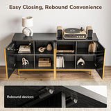 BELLEZE Sideboard Buffet Cabinet, 63" Storage Cabinet with Fluted Decorative Doors, Modern Console Table for Dinning Room, Kitchen & Living Room - Colemen (Ebony) BELLEZE