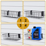 MENEONE Heavy-Duty Slatwall Baskets and Hooks - Slatwall Accessories for Standard Slatwall Panels | Ideal for Organizing Garages and Workshops MENEONE
