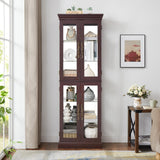 YiaFurio Lighted Display Cabinet Corner,Glass Curio Cabinet with Lights & Adjustable Shelves for Kitchen,Living Room,Office(Free Standing,Light Bulb Include) YiaFurio