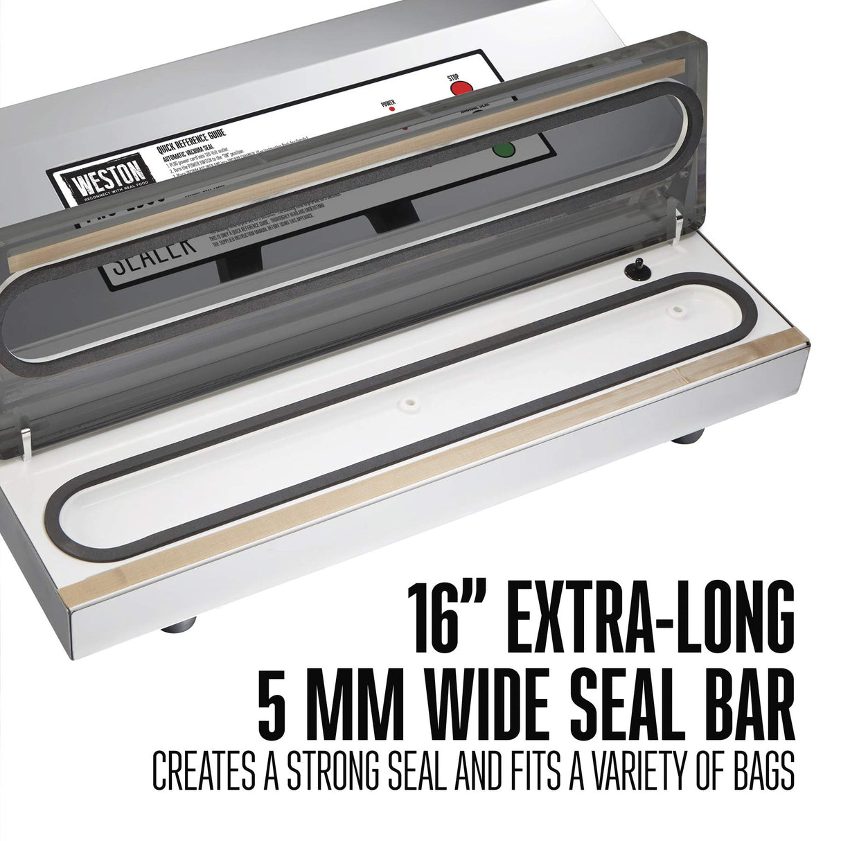 Weston Brands Vacuum Sealer Machine for Food Preservation & Sous Vide, Extra-Wide 5mm Bar for Sealing Bags up to 16" Wide, 935 Watts, Commercial Grade Pro 2300, Stainless Steel (65-0201) Weston