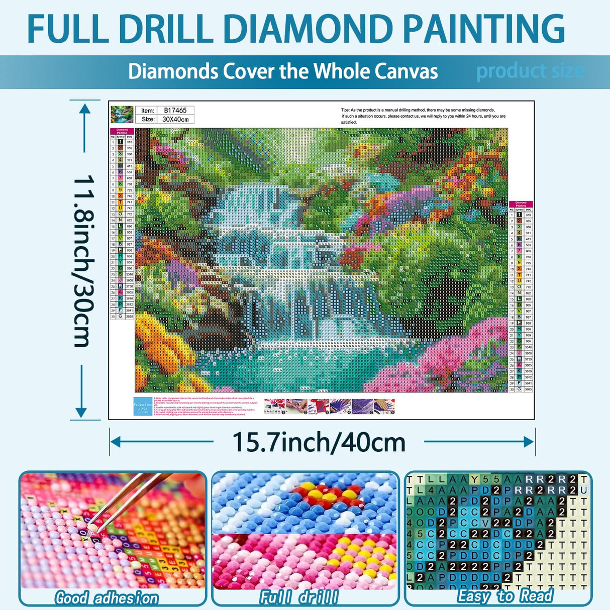 TOPMCYSG Waterfall Landscape Diamond Art Kits for Adults,Forest Scenery 5D Diamond Painting Kits for Beginners,DIY Round Full Drill Diamond Dots Paintings Picture Gem Art for Home Wall Decor 16 x 12in TOPMCYSG