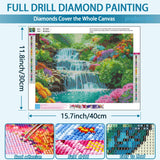TOPMCYSG Waterfall Landscape Diamond Art Kits for Adults,Forest Scenery 5D Diamond Painting Kits for Beginners,DIY Round Full Drill Diamond Dots Paintings Picture Gem Art for Home Wall Decor 16 x 12in TOPMCYSG
