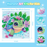 4 Pack Cartoon Diamond Art Kits for Kids, Crafts for Girls 8-12 Arts and Crafts for Kids Ages 4-8, 5D Cute Animals Diamond Art Painting for Adults Beginner, Gem Art for Home Wall Decor (6X6 inch) NANZHOO