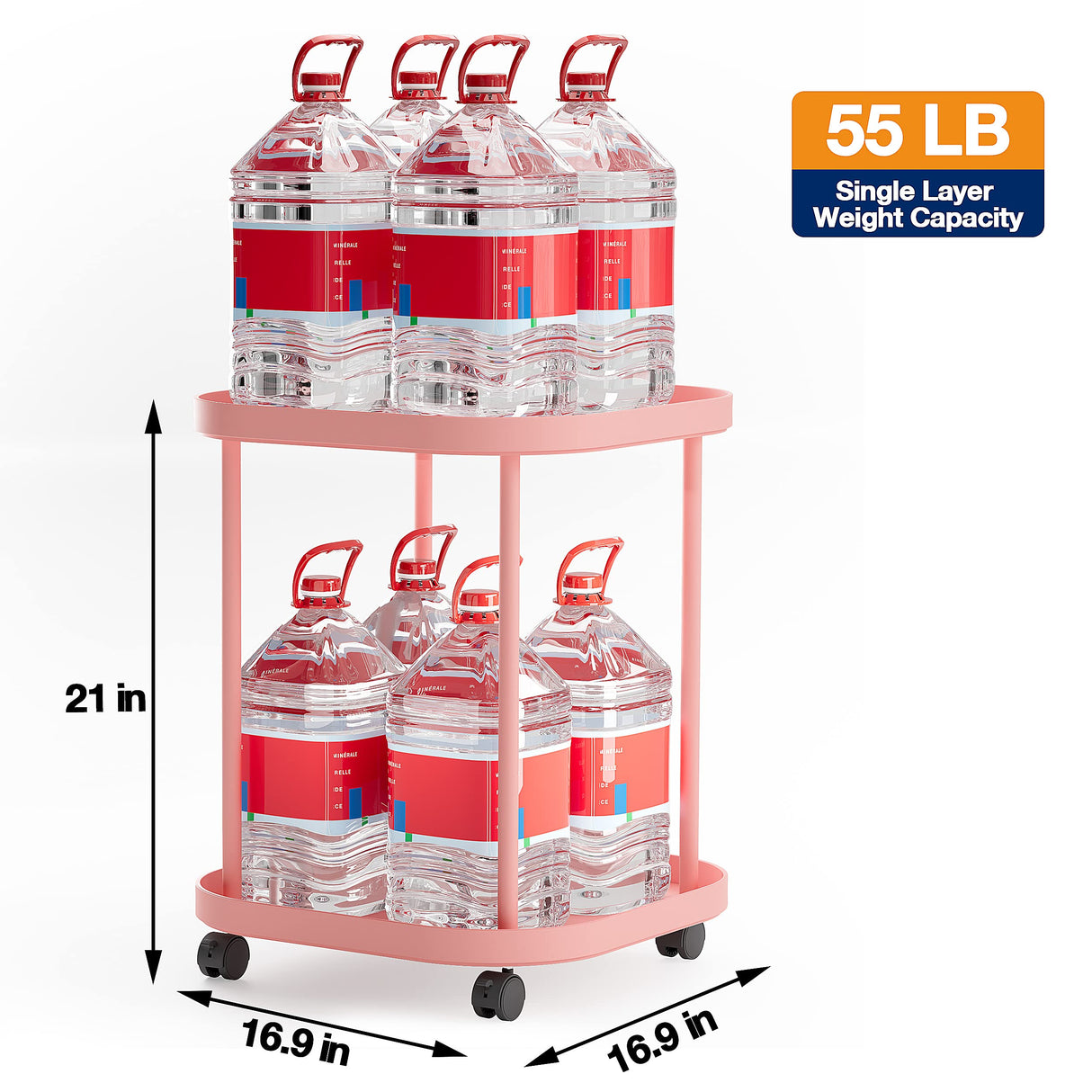 villertech Side Table with Wheels, End Table Living Room Plastic Mobile Sofa Side Table Small Night Stand Bedroom Pink villertech