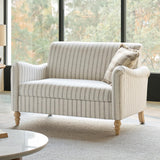 HULALA HOME 50.5" Loveseat Sofa with Stripe Pattern, 2 Seater Farmhouse Sofa with Rolled Wide Armrests and Rubber Wood Legs, Comfy Upholstered Small Couch for Living Room Bedroom, Stripe HULALA HOME