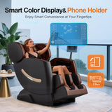 LetvbRFxy Massage Chair Full Body, Zero Gravity Shiatsu Massage Recliner Chair, 10 Fixed Rollers, Waist and Foot Heating, 6 Auto Mode, Touch Screen Controller, Gift for Family (Brown) LetvbRFxy