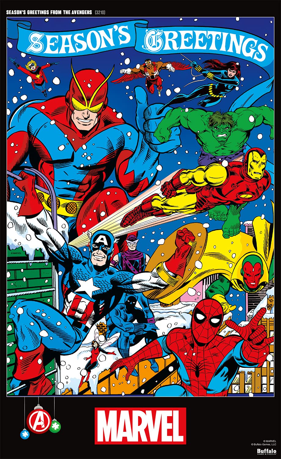 Buffalo Games - Marvel - Season's Greeting from The Avengers - 500 Piece Jigsaw Puzzle for Adults -Challenging Puzzle Perfect for Game Nights - Finished Size is 21.25 x 15.00 Buffalo Games
